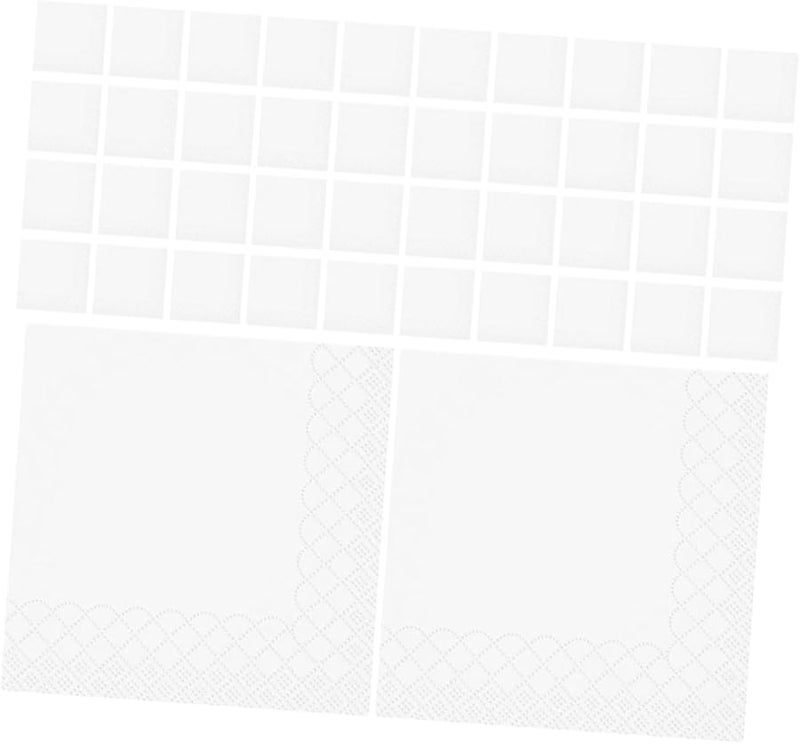 مناديل بيضاء زخرفية يمكن التخلص منها 100 ورقة حواف مهدبة بالجملة لحفلات الزفاف والفنادق والمطاعم - Image 1